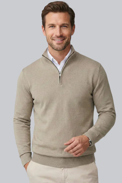 Men’s Chunky Jumper featuring Ribbed Cuffs and Long Sleeves