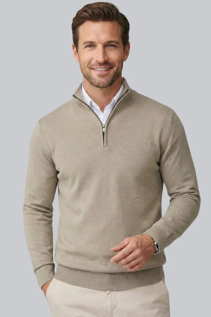 Men’s Chunky Jumper featuring Ribbed Cuffs and Long Sleeves