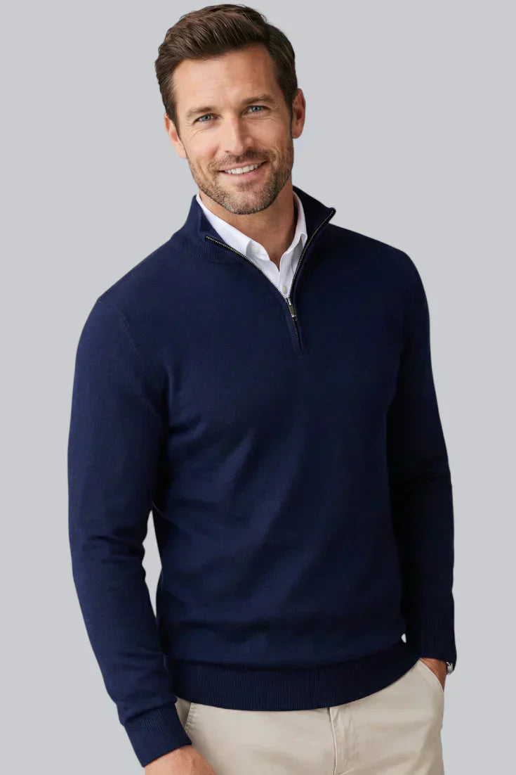 Men’s Chunky Jumper featuring Ribbed Cuffs and Long Sleeves