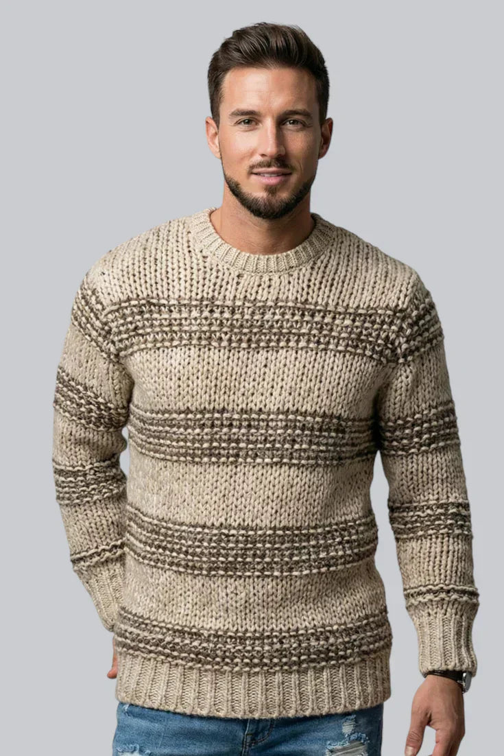Men’s Chunky Jumper featuring Long Sleeves and Ribbed Cuffs