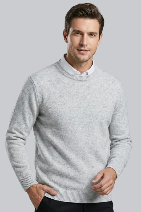 Men’s Knitted Jumper with Long Sleeves and Smooth Touch