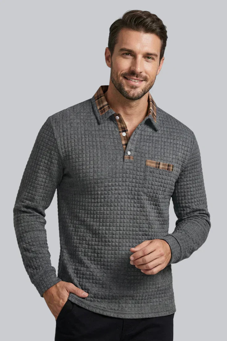 Men’s Knitted Jumper featuring Button Closure and Long Sleeves