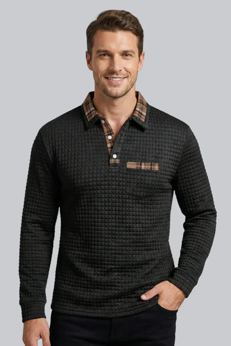 Men’s Knitted Jumper featuring Button Closure and Long Sleeves