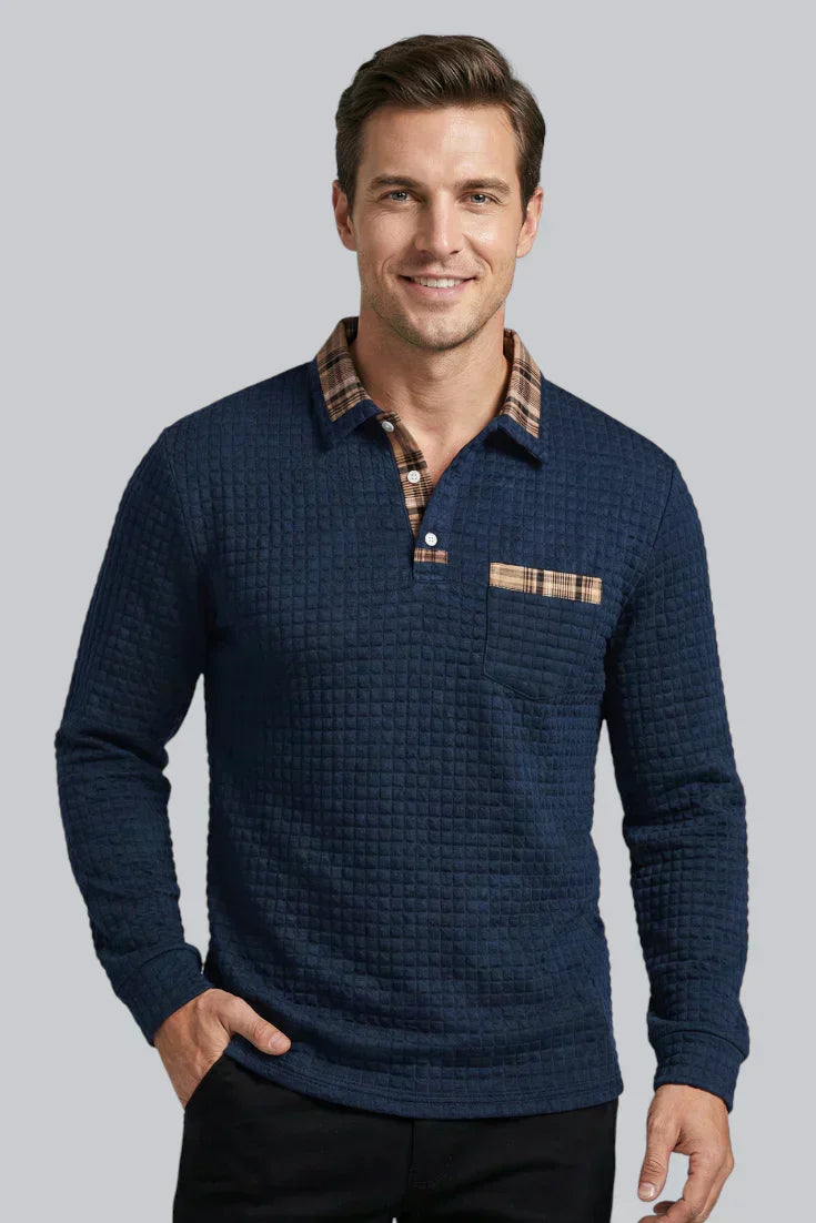 Men’s Knitted Jumper featuring Button Closure and Long Sleeves