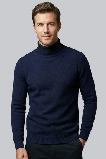 Men’s Knitted Turtleneck Jumper with Long Sleeves and Smooth Touch