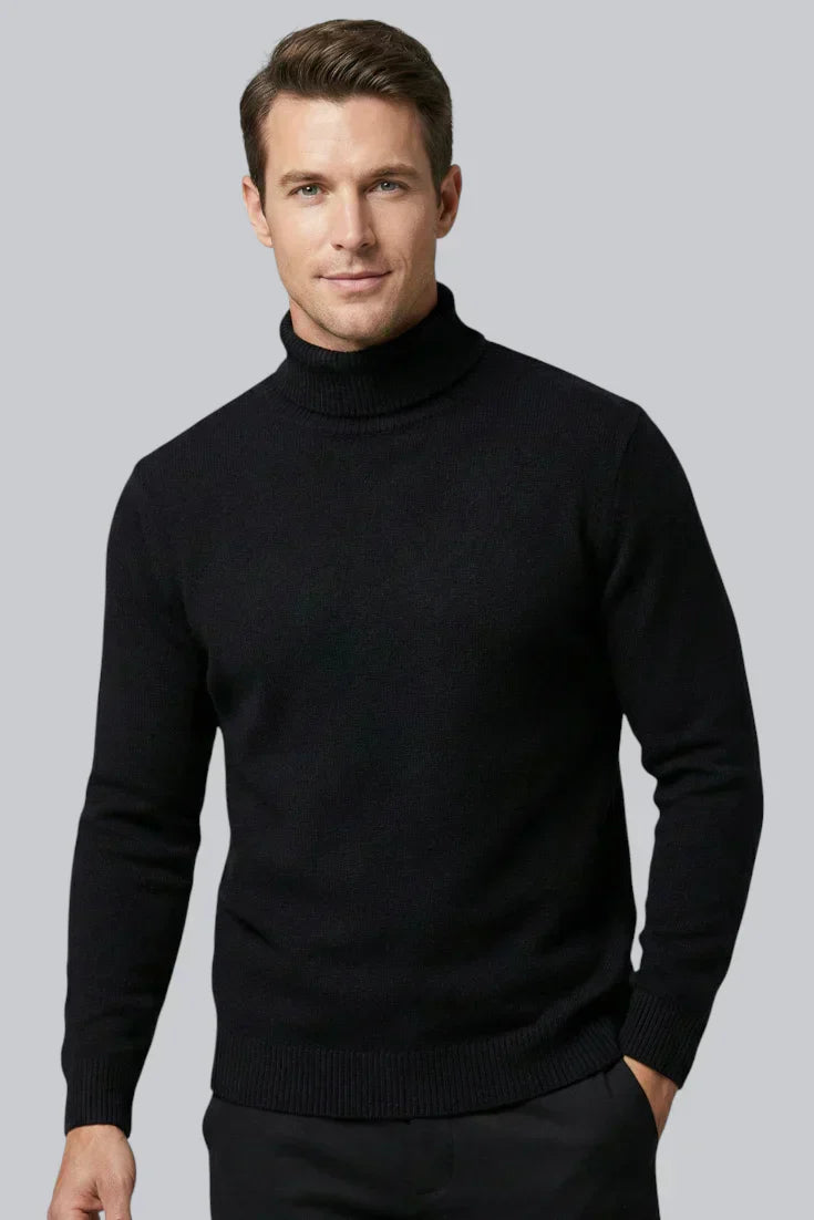 Men’s Knitted Turtleneck Jumper with Long Sleeves and Smooth Touch