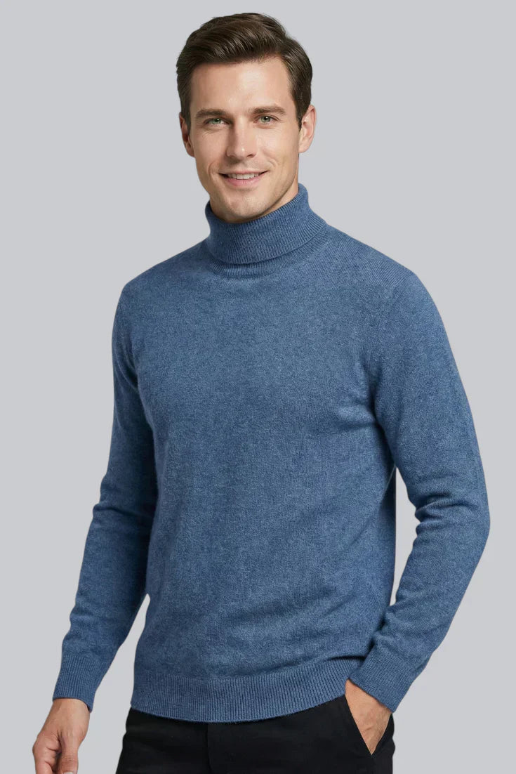 Men’s Knitted Turtleneck Jumper with Long Sleeves and Smooth Touch