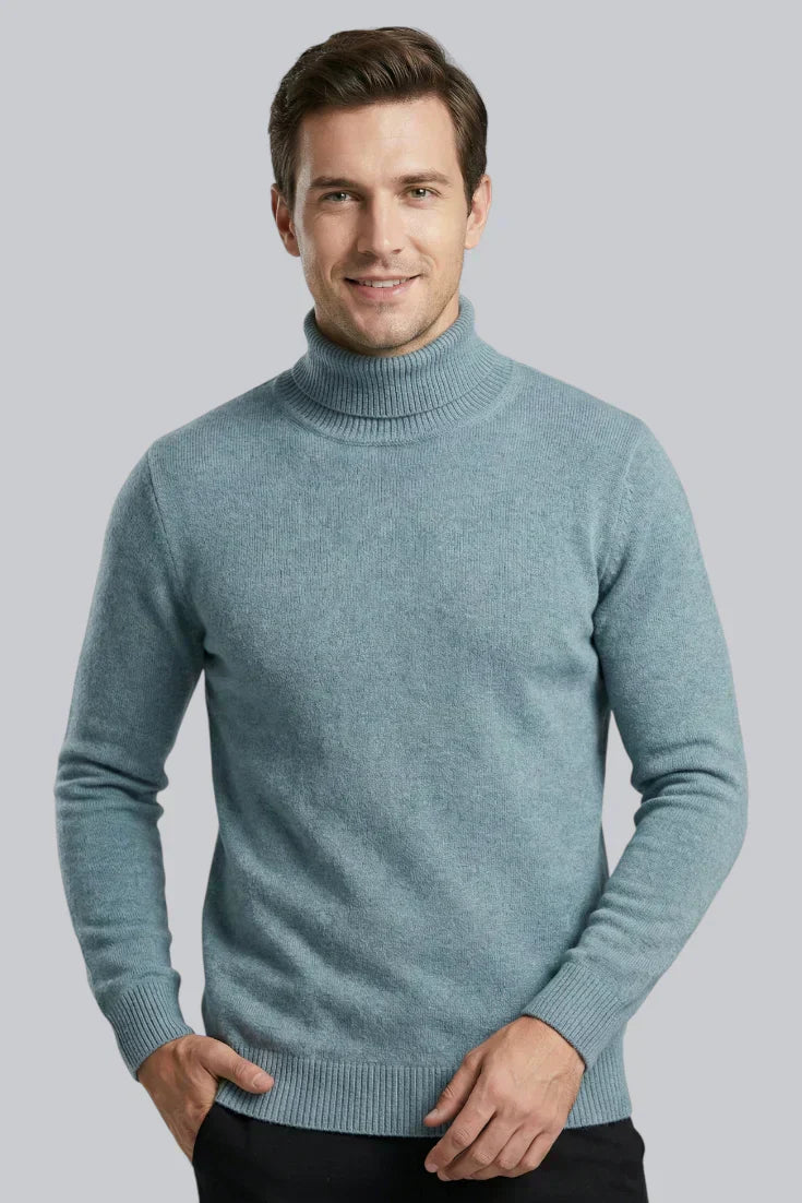 Men’s Knitted Turtleneck Jumper with Long Sleeves and Smooth Touch