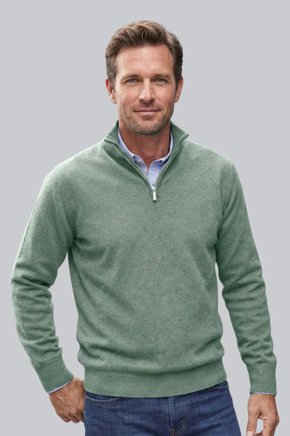 Men's Knitted Jumper with Zip Closure and Smooth Touch