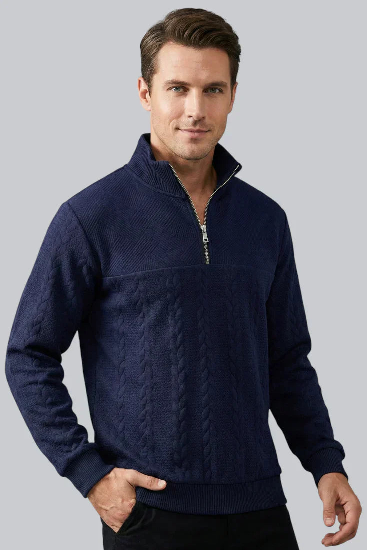 Men’s Knitted Jumper featuring Zip Closure and Long Sleeves