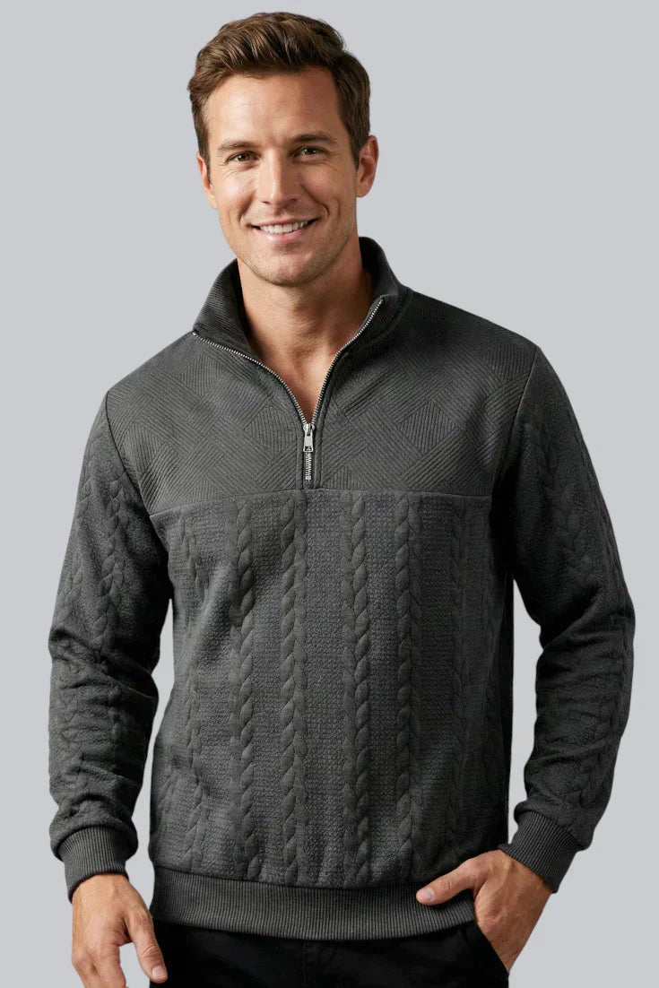 Men’s Knitted Jumper featuring Zip Closure and Long Sleeves