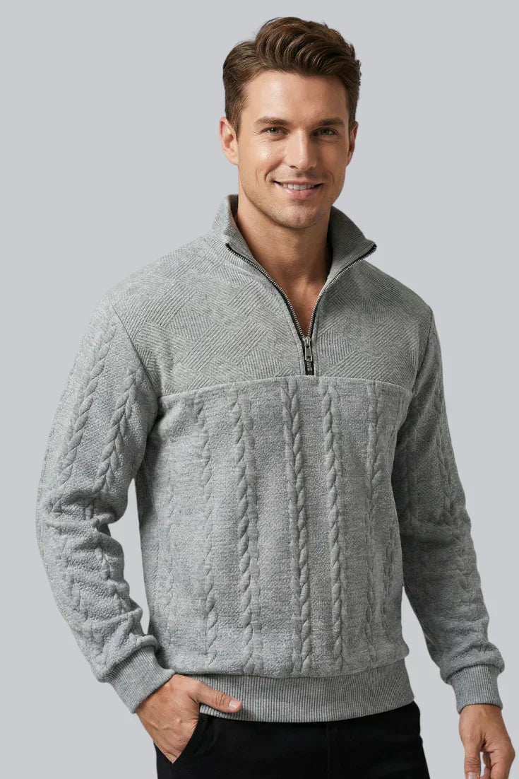 Men’s Knitted Jumper featuring Zip Closure and Long Sleeves