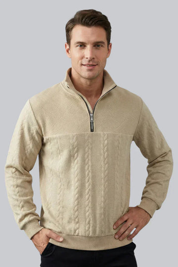 Men’s Knitted Jumper featuring Zip Closure and Long Sleeves