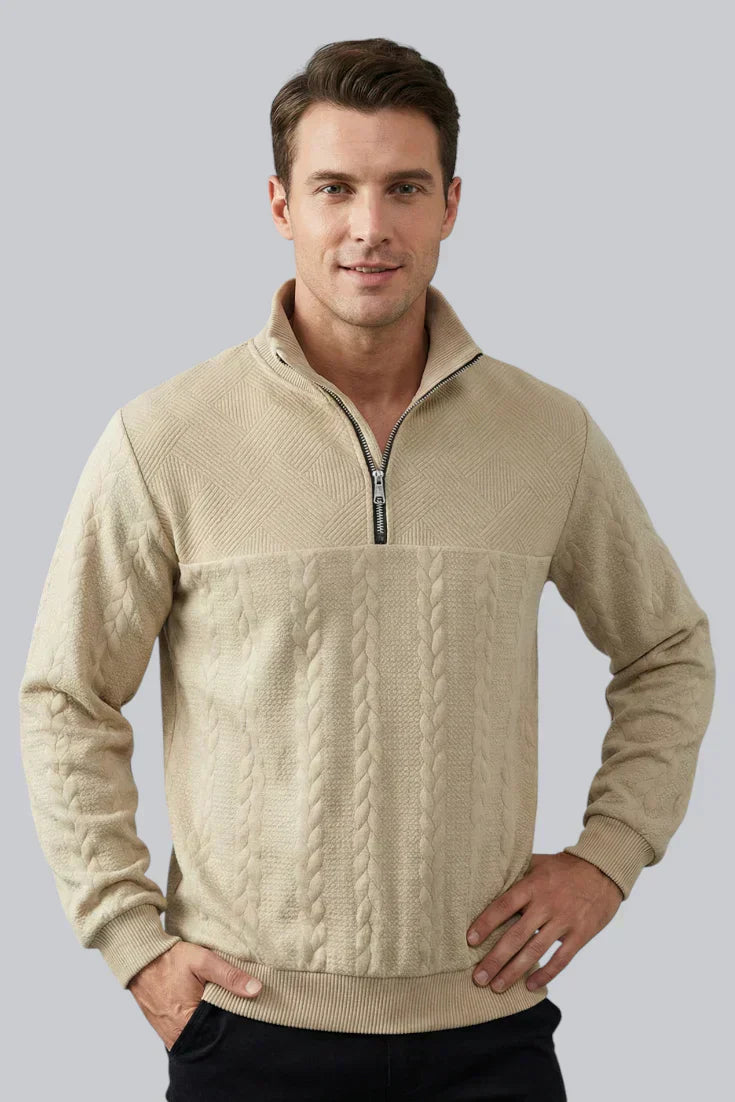 Men’s Knitted Jumper featuring Zip Closure and Long Sleeves