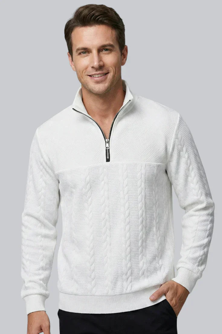 Men’s Knitted Jumper featuring Zip Closure and Long Sleeves