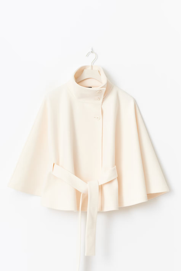 Women's Cape Coat | High Collar Button Front Design
