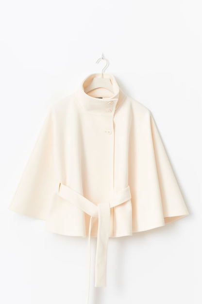Women's Cape Coat | High Collar Button Front Design
