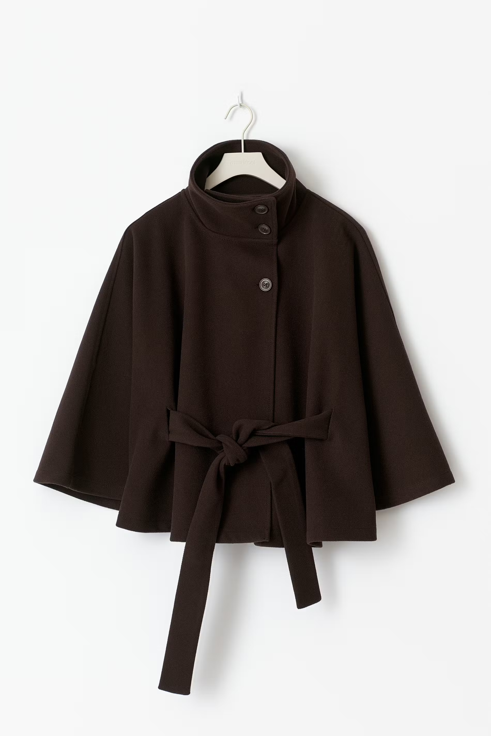 Women's Cape Coat | High Collar Button Front Design