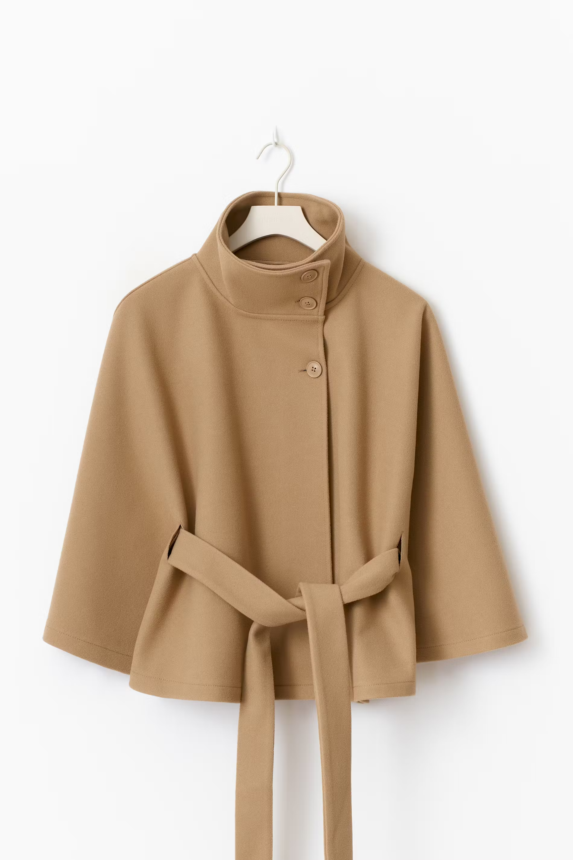 Women's Cape Coat | High Collar Button Front Design