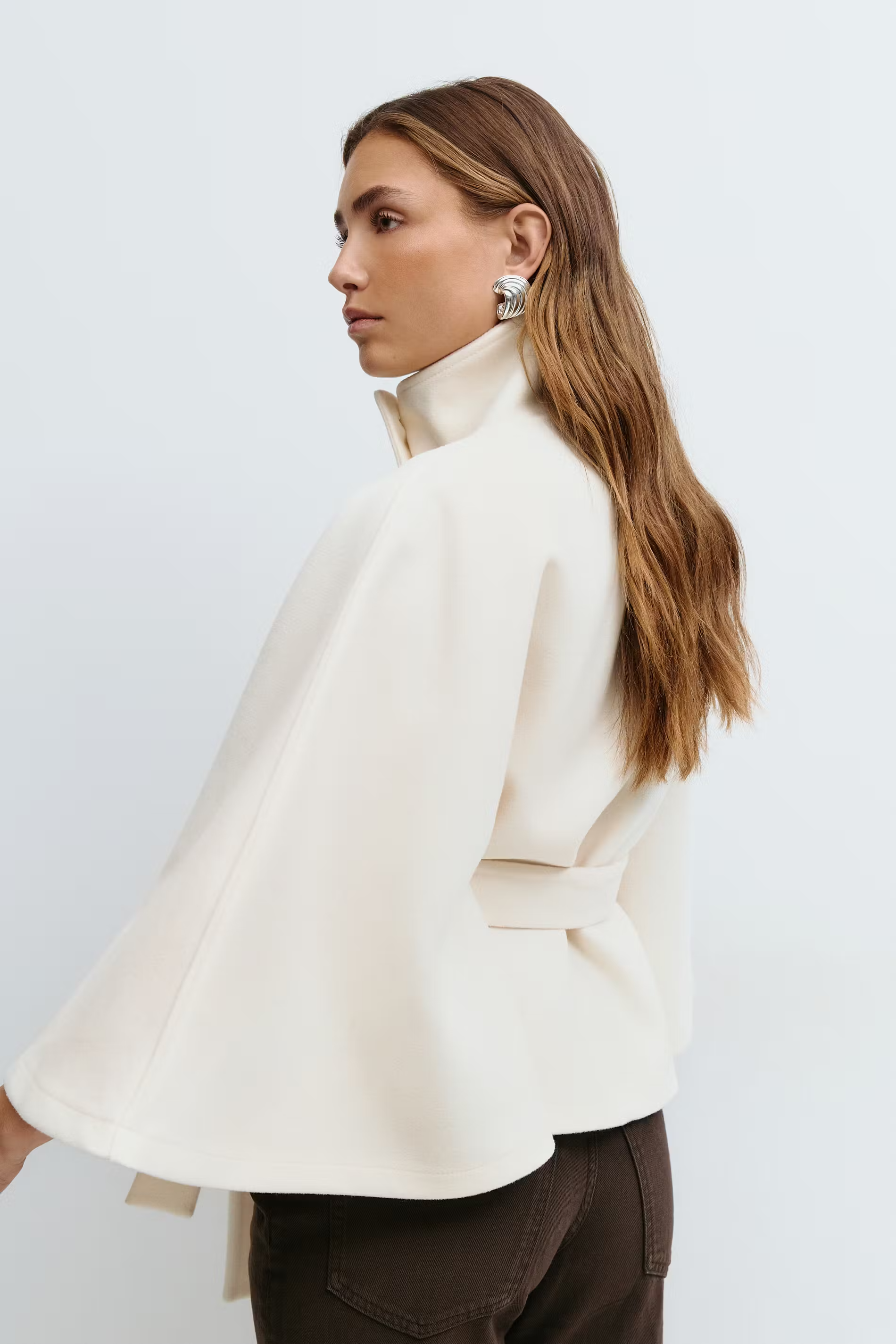 Women's Cape Coat | High Collar Button Front Design