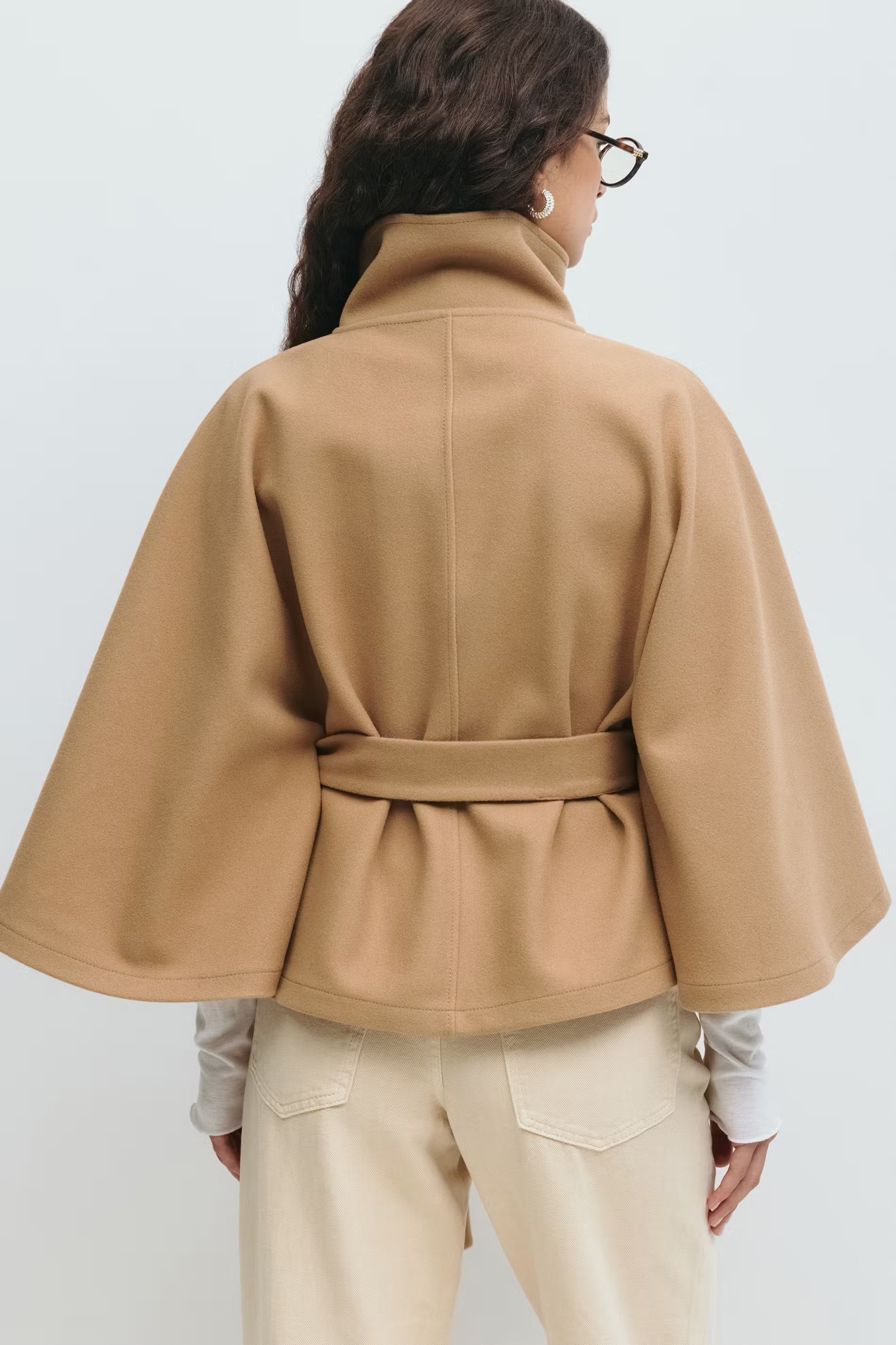 Women's Cape Coat | High Collar Button Front Design