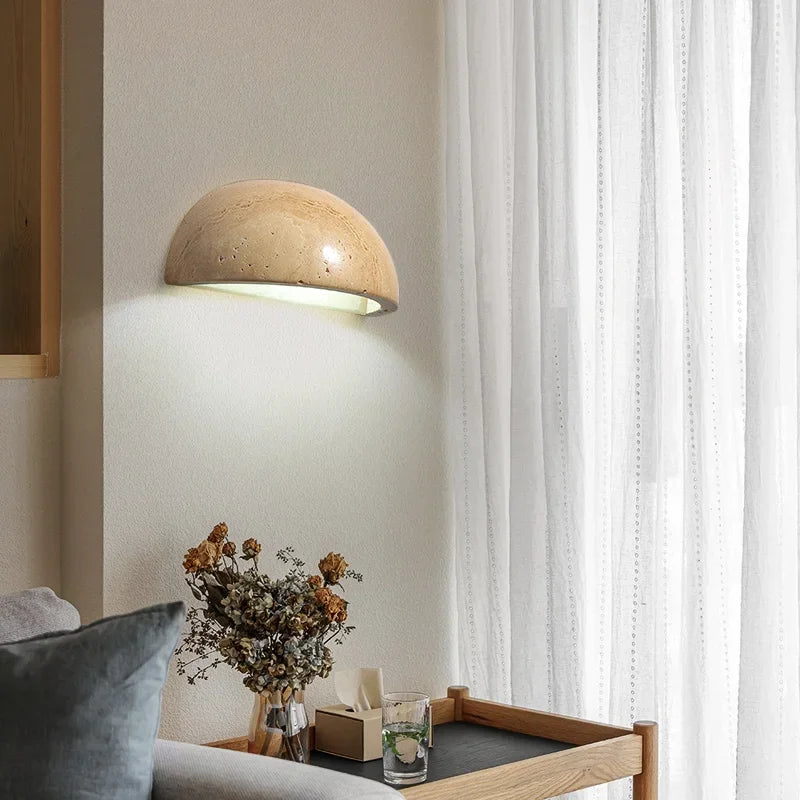 LED Half Moon Wall Lamp | Natural Stone Texture Lighting for Home