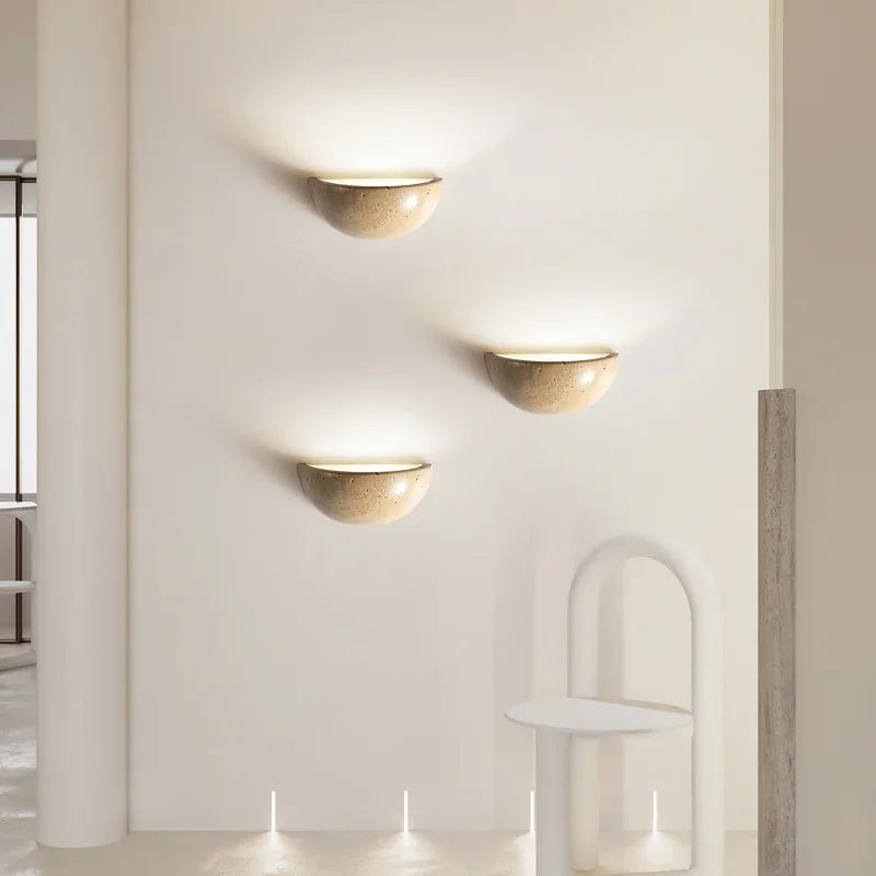 LED Half Moon Wall Lamp | Natural Stone Texture Lighting for Home