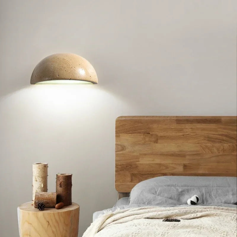 LED Half Moon Wall Lamp | Natural Stone Texture Lighting for Home