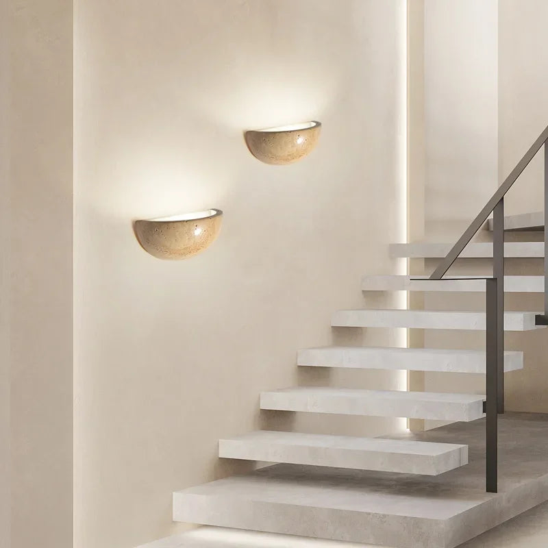 LED Half Moon Wall Lamp | Natural Stone Texture Lighting for Home