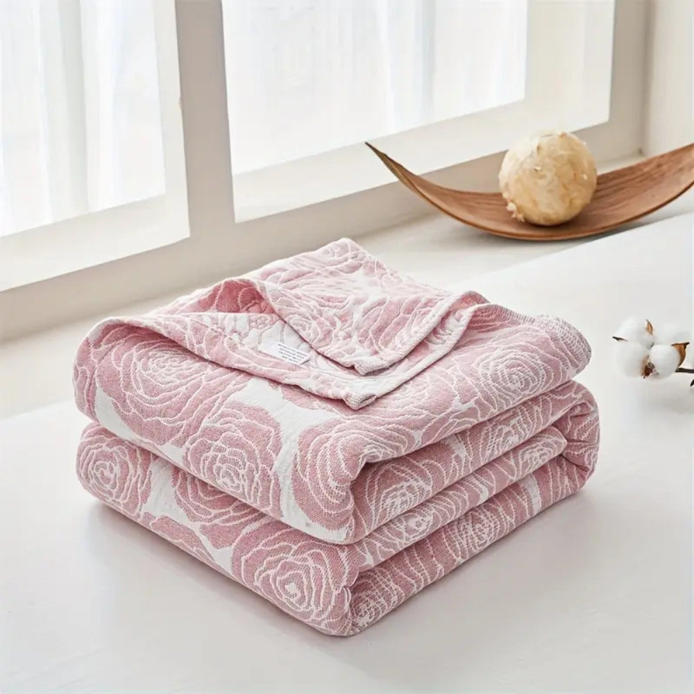 Soft Rose Cotton Throw Blanket for Cozy Home Decor and Comfort
