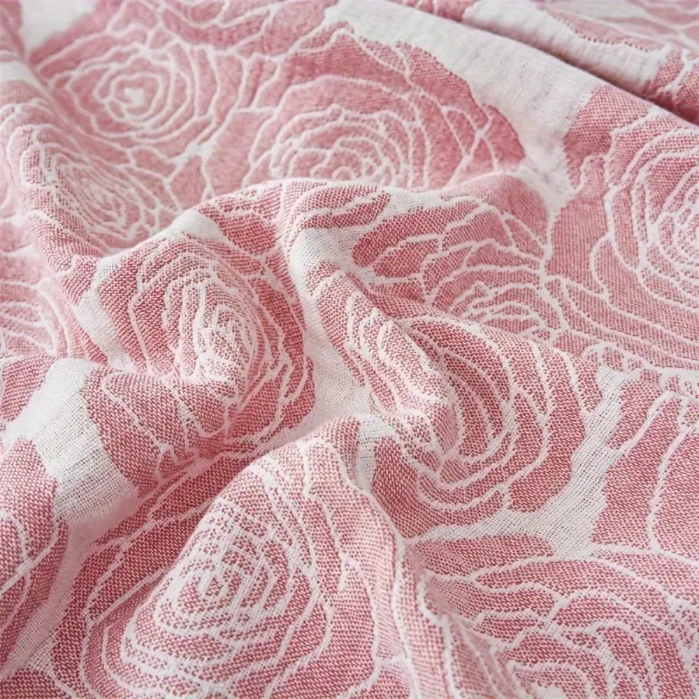 Soft Rose Cotton Throw Blanket for Cozy Home Decor and Comfort