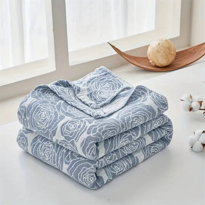 Soft Rose Cotton Throw Blanket for Cozy Home Decor and Comfort