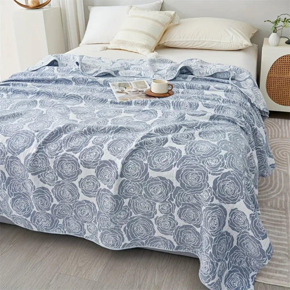 Soft Rose Cotton Throw Blanket for Cozy Home Decor and Comfort