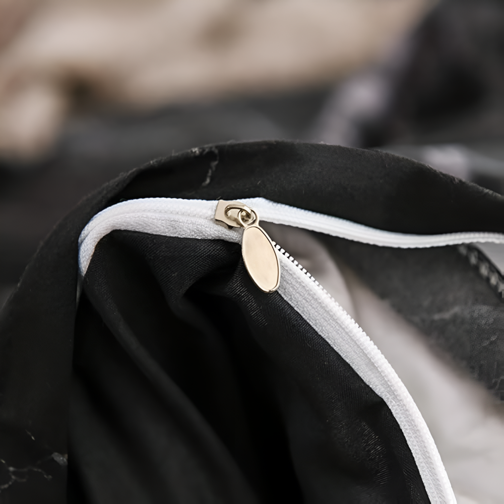 Ensemble de housse de couette luxe marbre noir - Ensemble de literie 3 pièces
