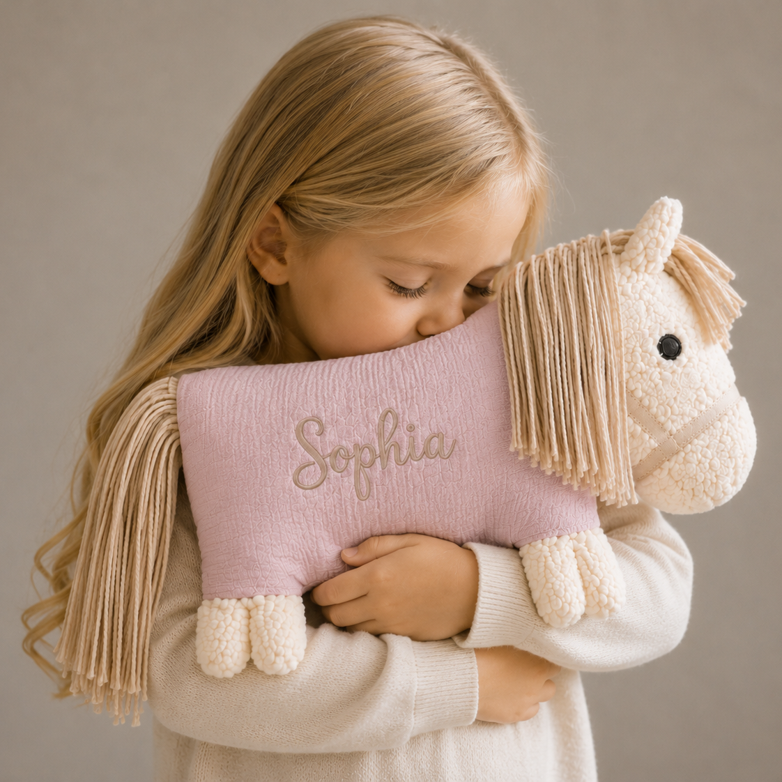 Personalised Horse Soft Toy with Organic Cotton and Merino Wool