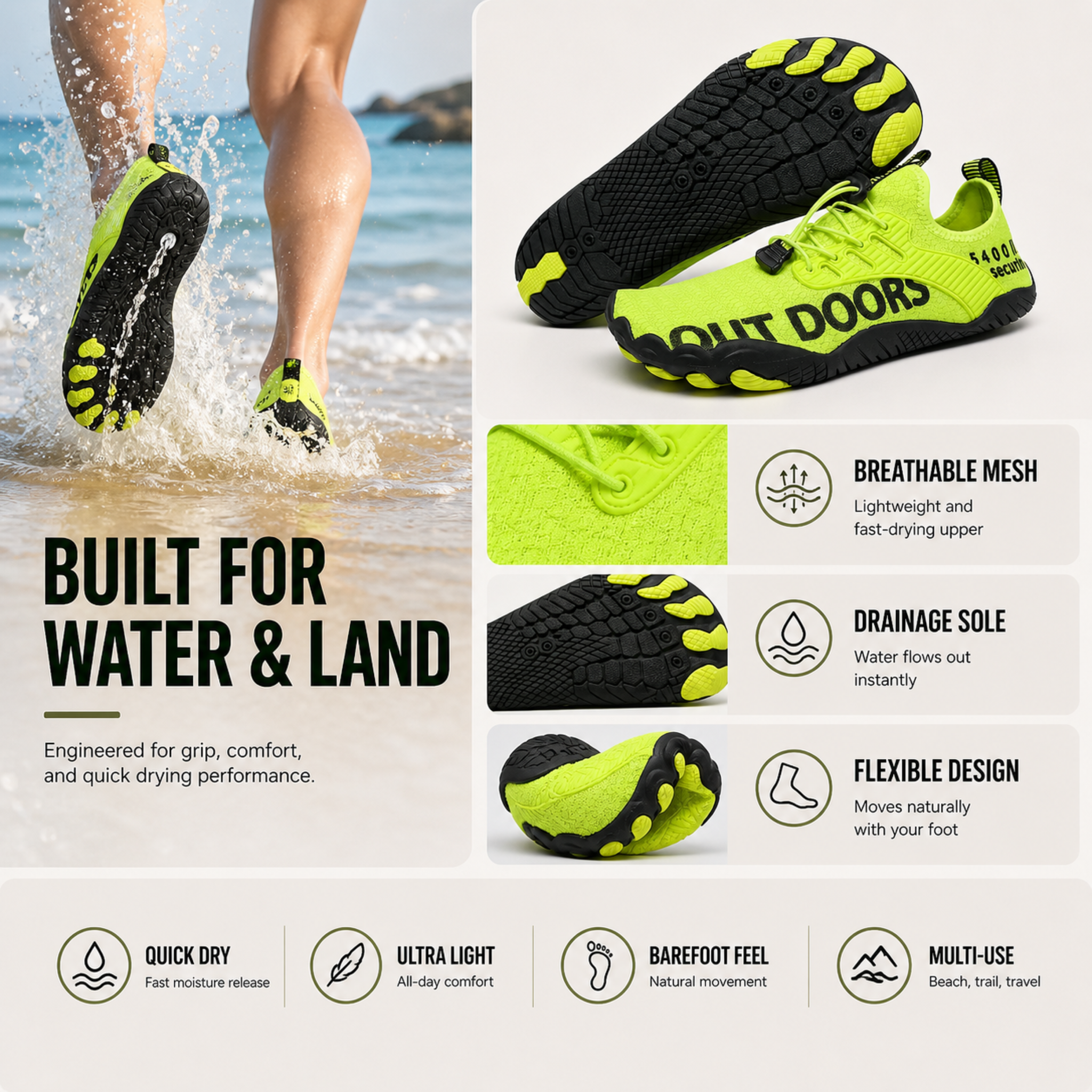 Barefoot Outdoor Shoes – Lightweight Quick-Dry Walking Trainers