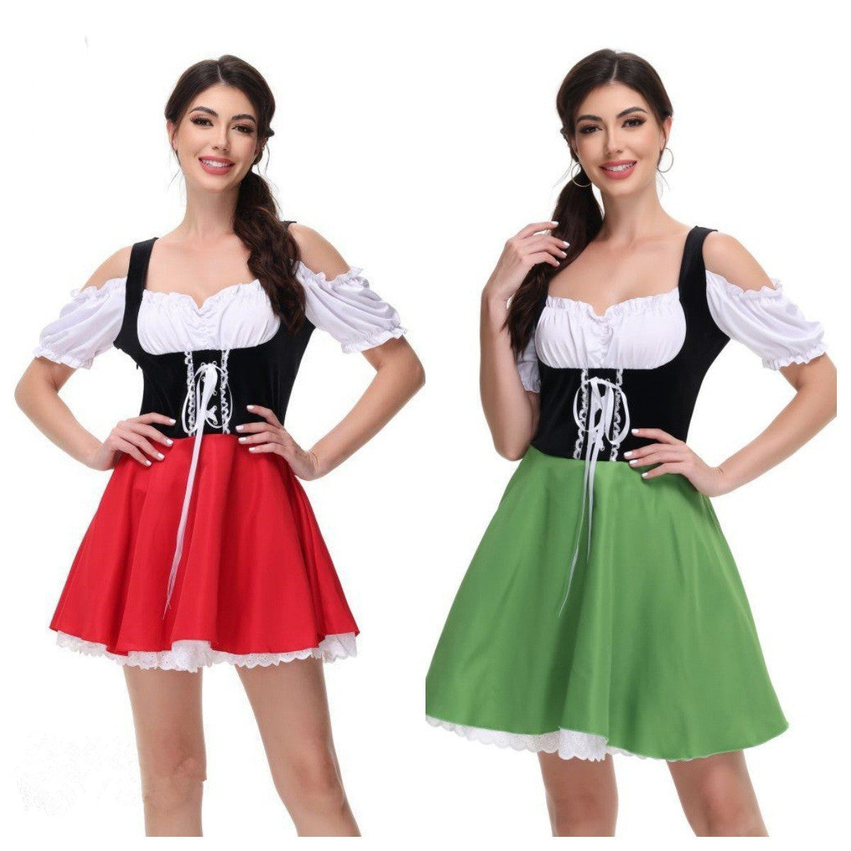 Robe traditionnelle pour femmes avec manches bouffantes et laçage