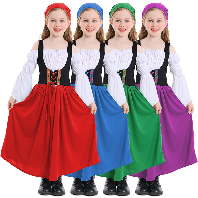 Costume de style médiéval pour filles avec corset