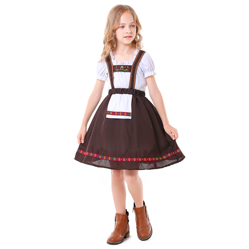 Dirndlkleid für Mädchen mit Schürze und Stickerei