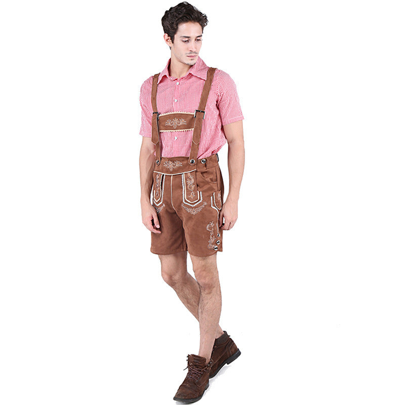 Kurze traditionelle Lederhose für Herren mit Hosenträgern