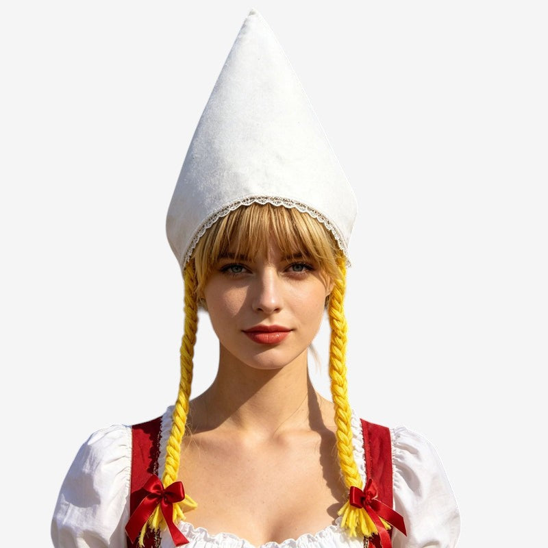 Coiffe traditionnelle pour femmes en velours de coton avec bordure en dentelle