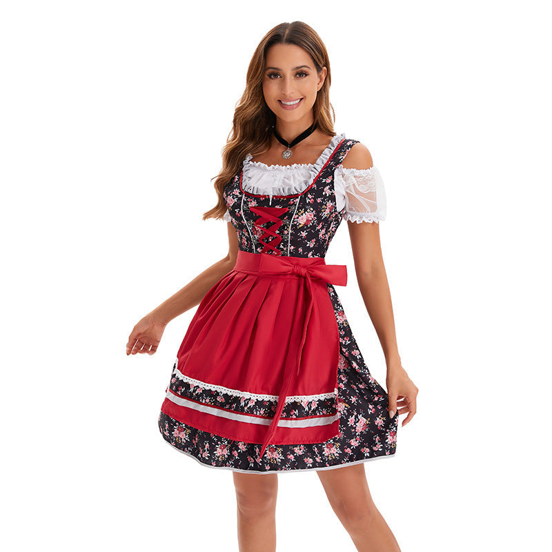 Dirndl für Damen im kurzen Stil mit Blumenmuster