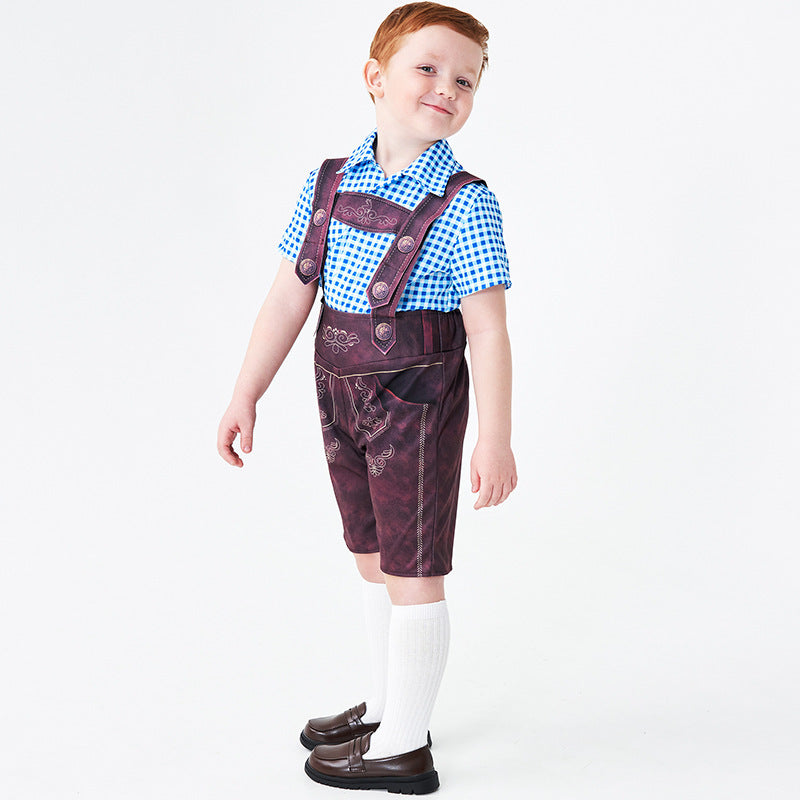 Traditional Lederhosen for Boys in Short Style with Embroidery