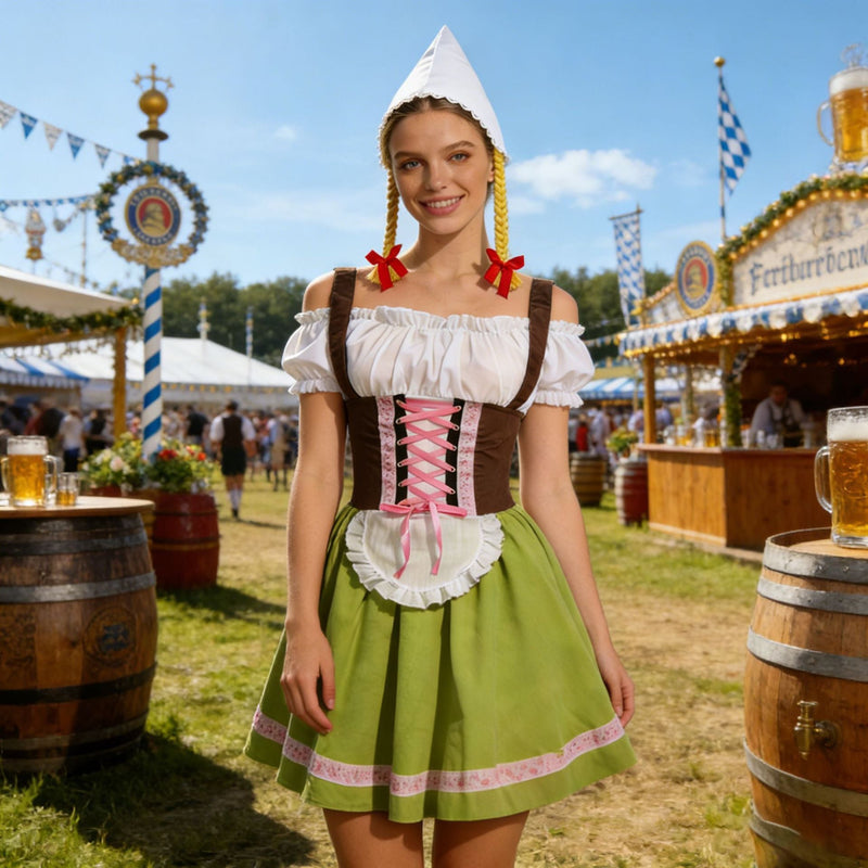 Dirndl Costume for Women with Lacing and Apron