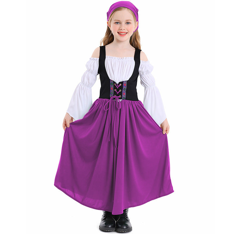 Costume de style médiéval pour filles avec corset