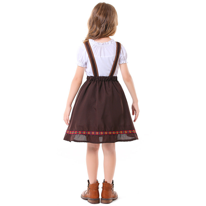 Dirndlkleid für Mädchen mit Schürze und Stickerei