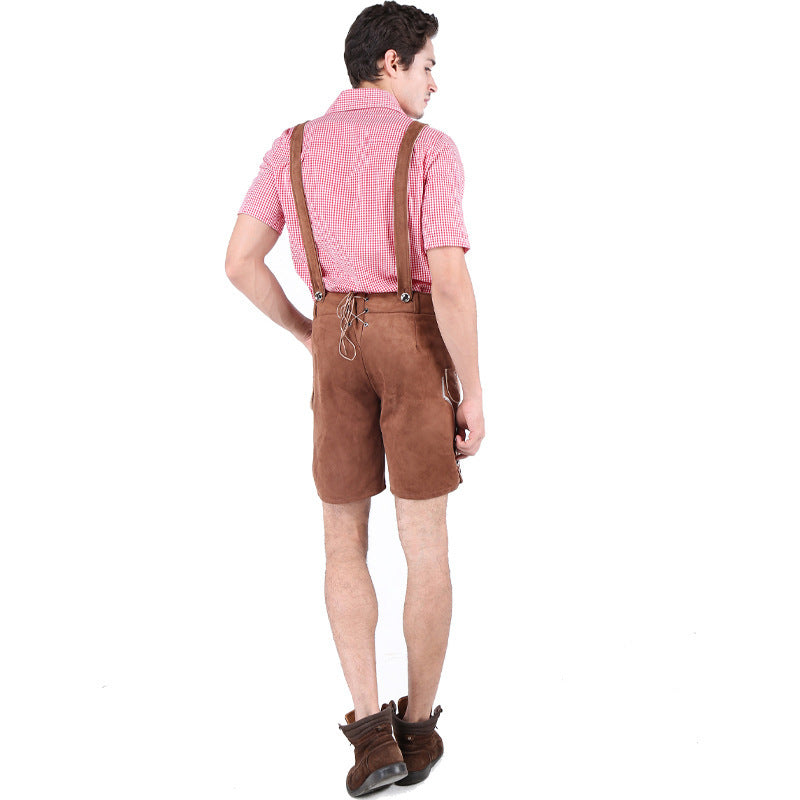 Kurze traditionelle Lederhose für Herren mit Hosenträgern
