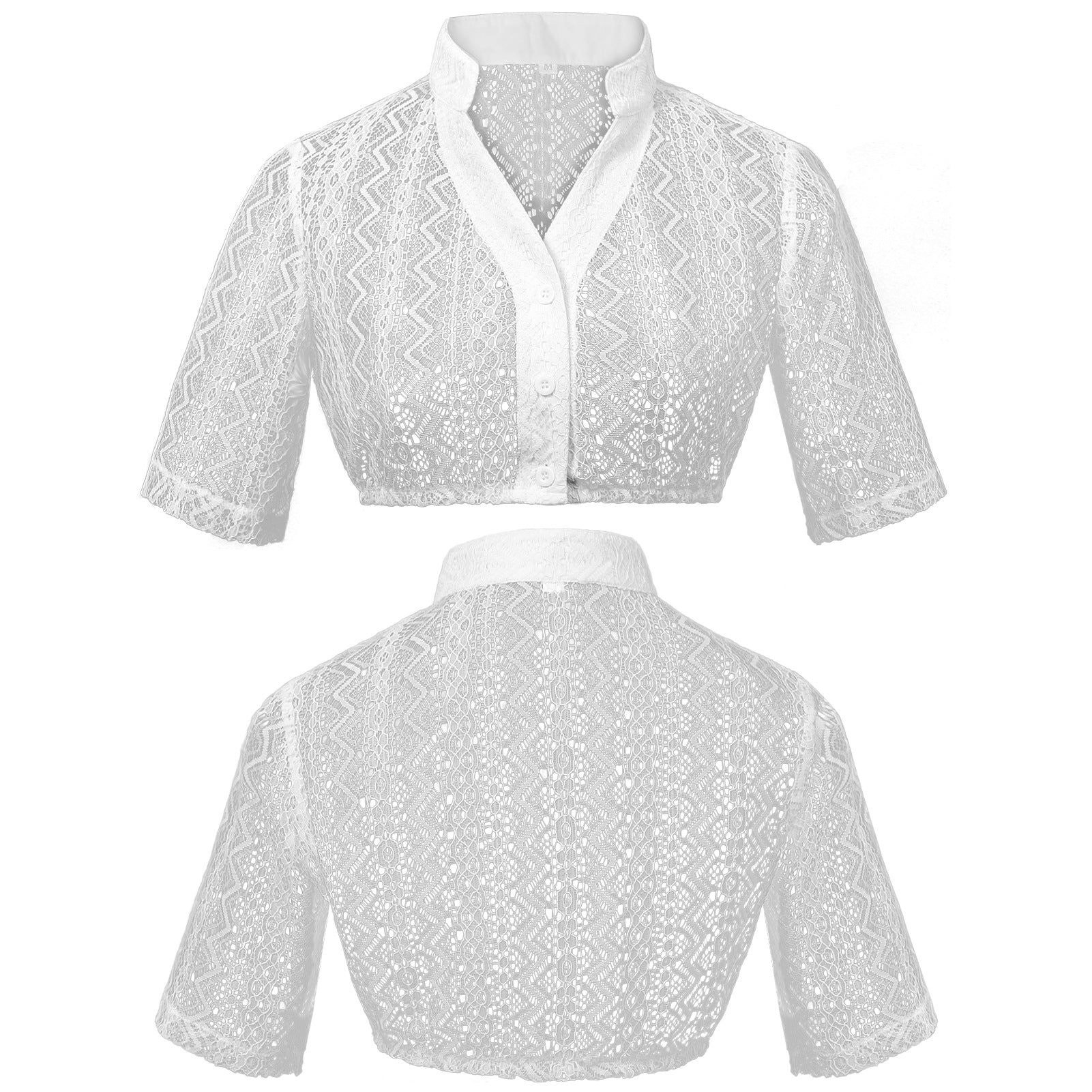 Boléro en dentelle pour femme avec col montant et coupe courte