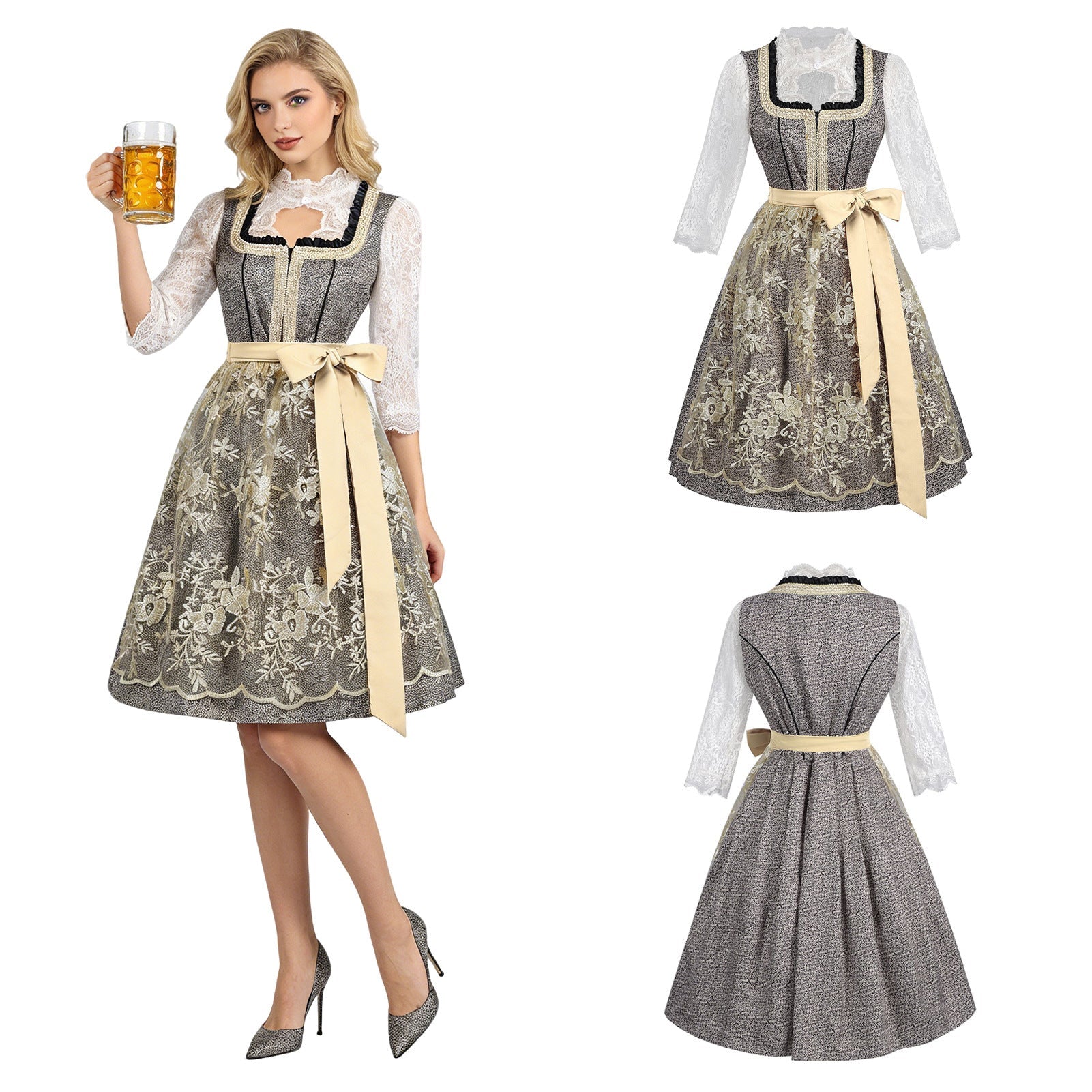 Robe d’Oktoberfest pour femmes avec volants et bordure