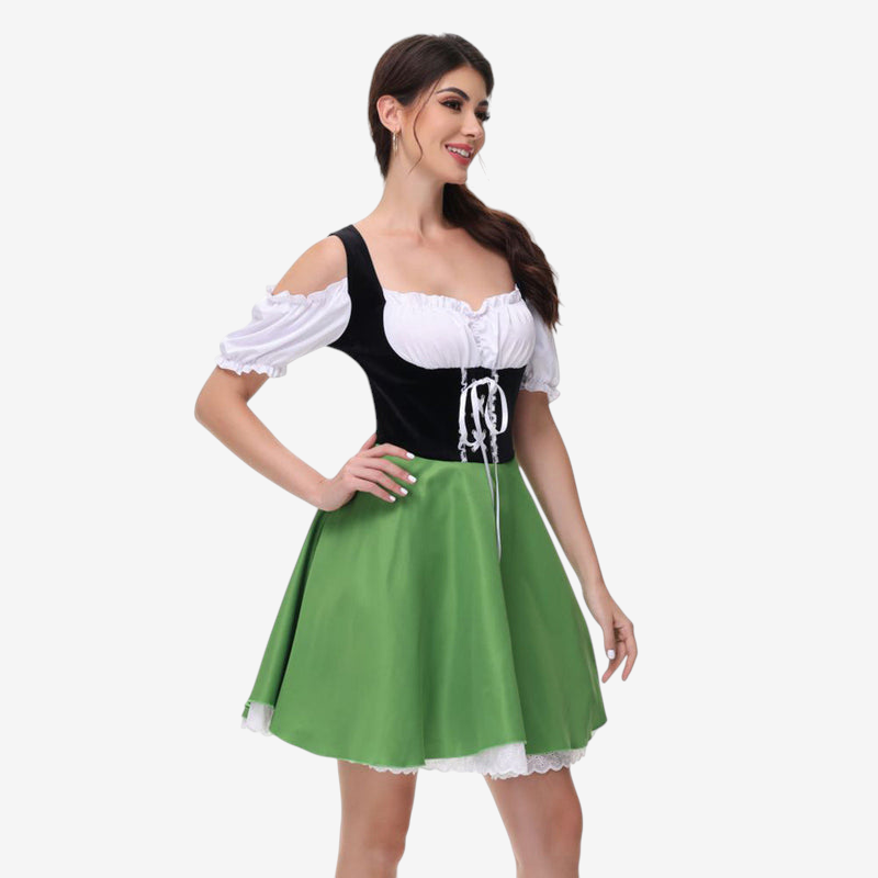 Robe traditionnelle pour femmes avec manches bouffantes et laçage